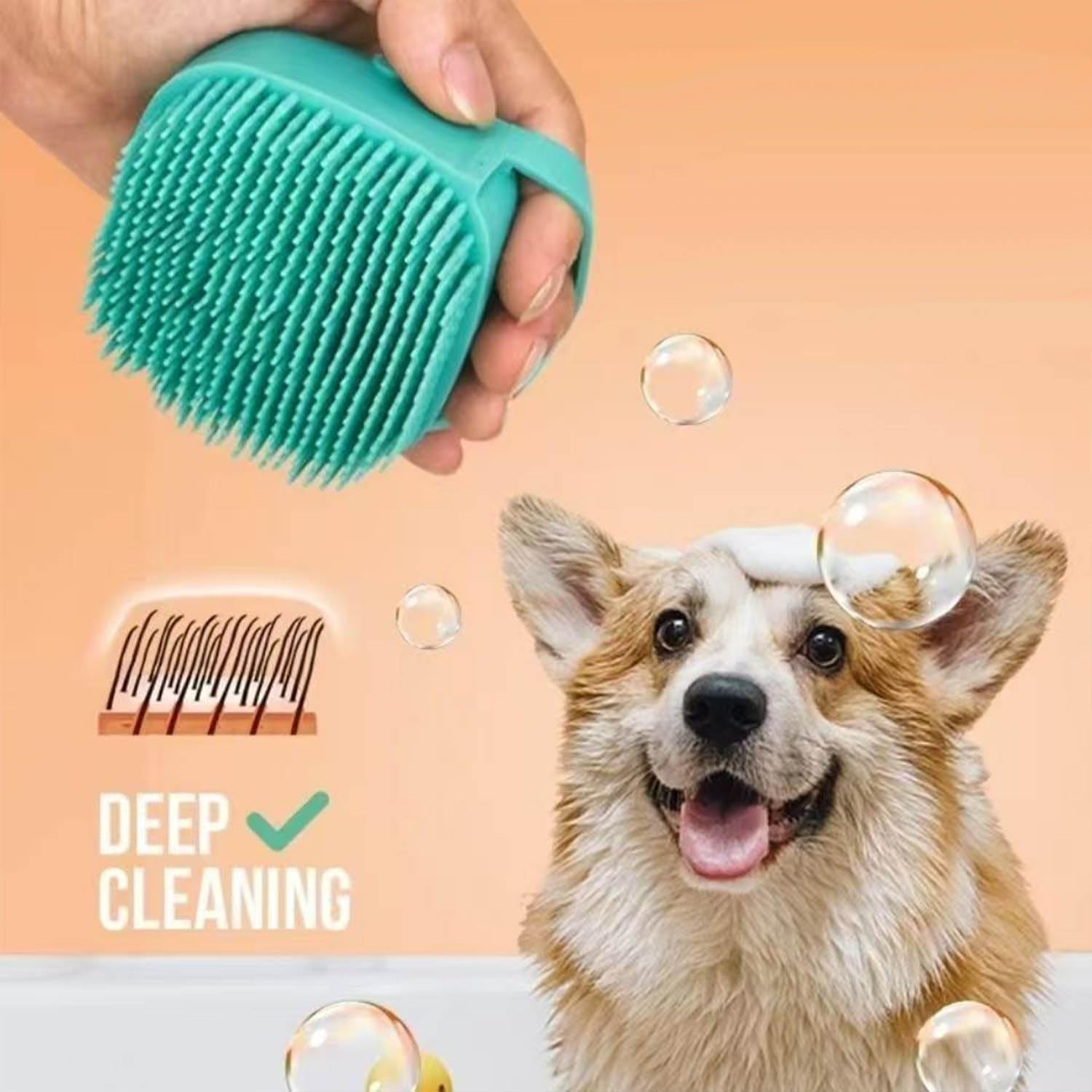 Pets Bath Brush | Scrubber for Bath | Dog Shampoo Brush | Dog Washing/Shower Brush, Suitable for Short/Long Haired Dogs, Dog Brush for Shedding, Bathing, Massaging & Grooming (Blue) (Blue)