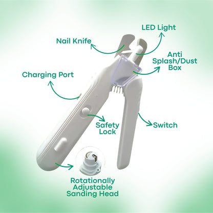 Safetrim | LED Pet Nail Clipper for Dogs & Cats, Safe Claw Grooming Tool