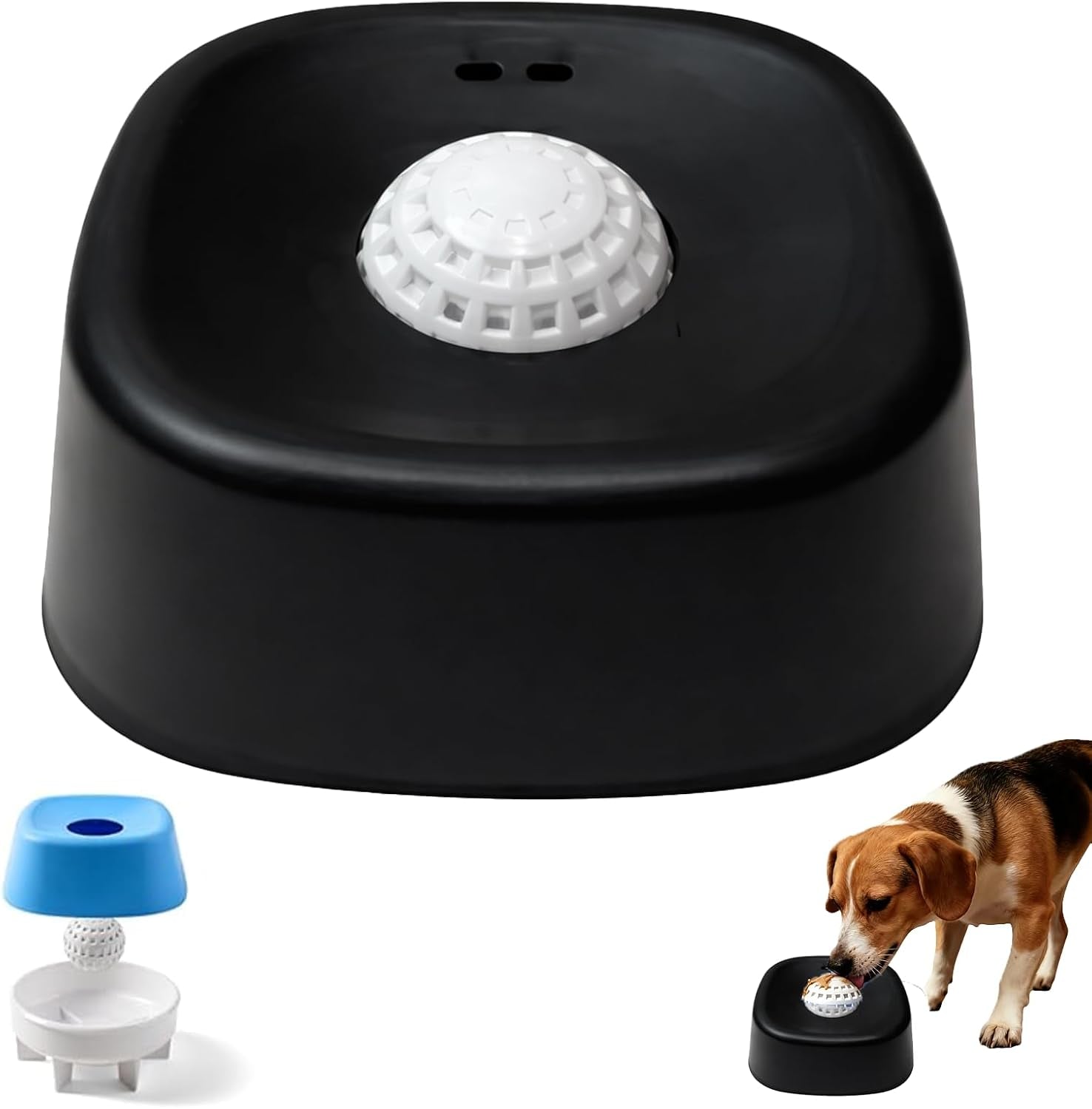 Slow Feeder Dog Bowls for Liquid Treats, Lick and Roll Bowl with Rotating Ball, Dog Licking Toy for Anxiety Relief & Enrichment, Interactive Slow Eating Bowl for Puppies, Small & Medium Dogs(1 Black)