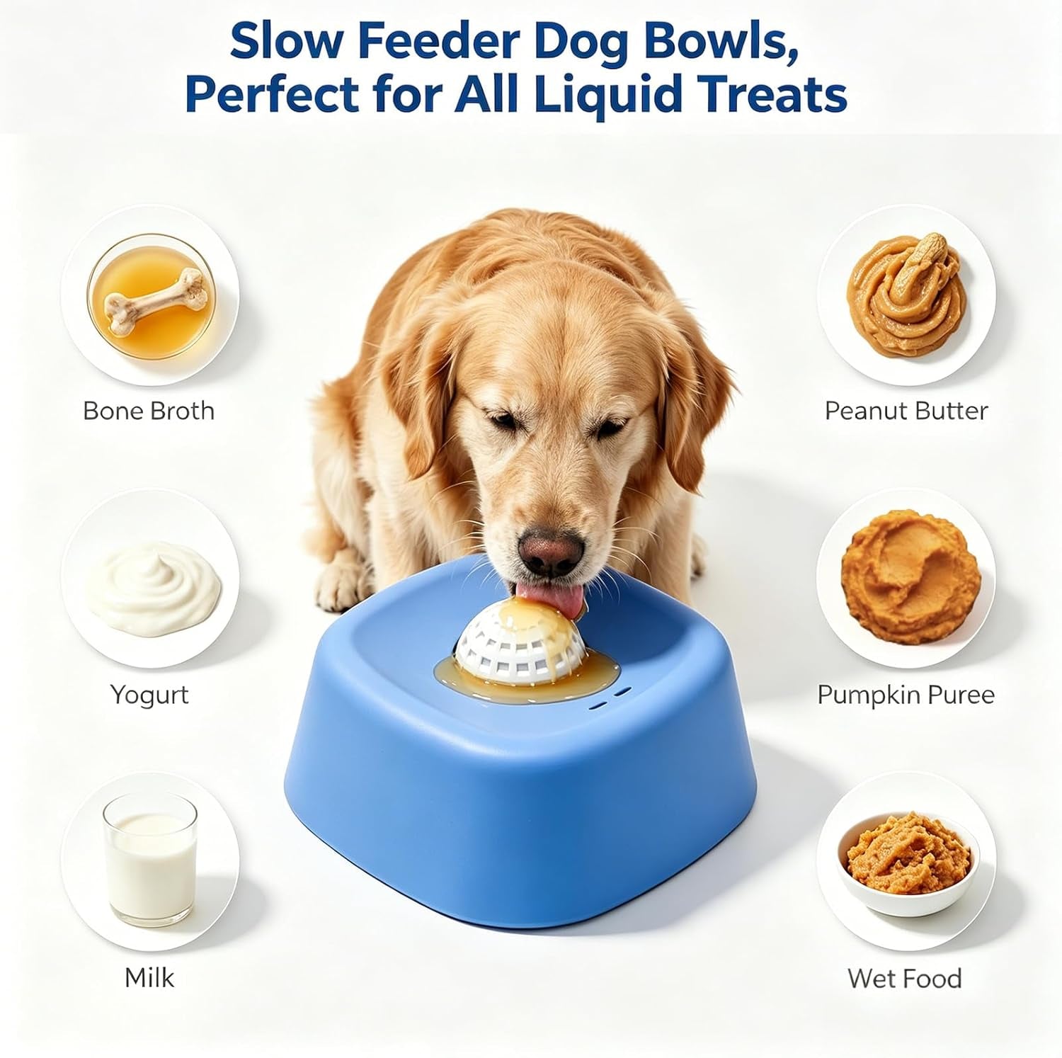 Slow Feeder Dog Bowls for Liquid Treats, Lick and Roll Bowl with Rotating Ball, Dog Licking Toy for Anxiety Relief & Enrichment, Interactive Slow Eating Bowl for Puppies, Small & Medium Dogs(1 Black)