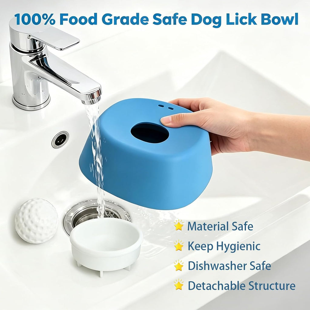 Slow Feeder Dog Bowls for Liquid Treats, Lick and Roll Bowl with Rotating Ball, Dog Licking Toy for Anxiety Relief & Enrichment, Interactive Slow Eating Bowl for Puppies, Small & Medium Dogs(1 Black)