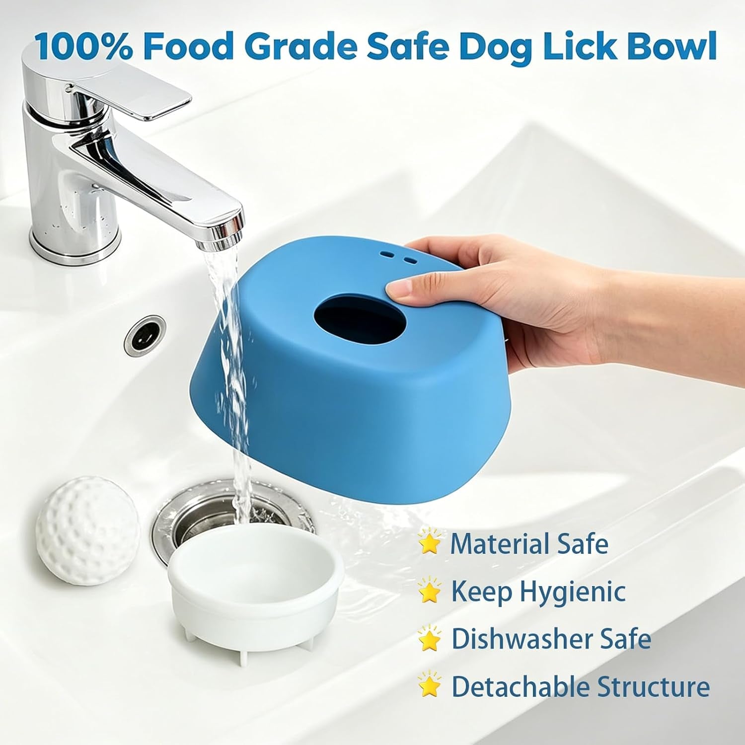 Slow Feeder Dog Bowls for Liquid Treats, Lick and Roll Bowl with Rotating Ball, Dog Licking Toy for Anxiety Relief & Enrichment, Interactive Slow Eating Bowl for Puppies, Small & Medium Dogs(1 Black)