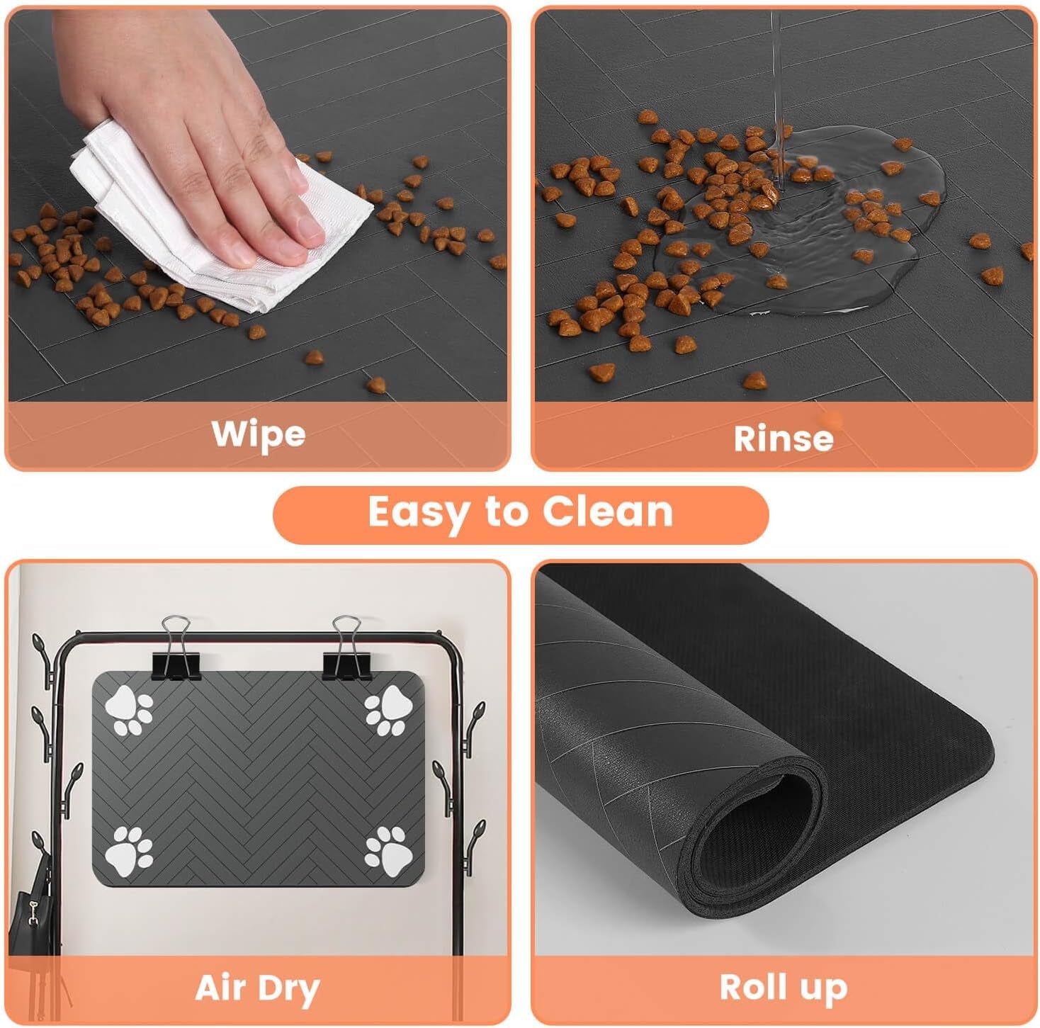 Pet Feeding Mat-Absorbent Pet Placemat for Food and Water Bowl, with Waterproof Rubber Backing, Quick Dry Water Dispenser Mat for Dog and Cat (27"X17", Beige)