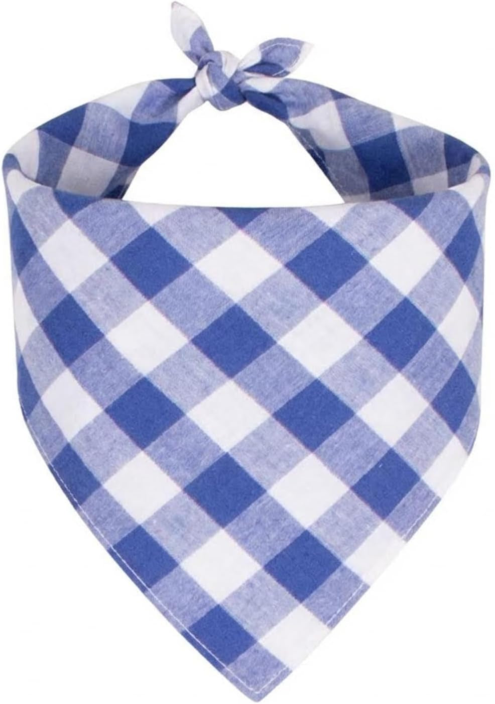 Dog Bandanas 1 Pack; Cotton Linen Blue Bandana Plaid for Large Dogs; Soft Breathable Dog Accessories; Classic Dog Apparel & Accessories(Blue Gingham, Large)