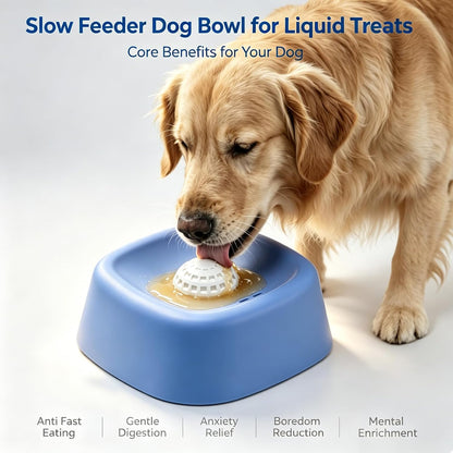 Slow Feeder Dog Bowls for Liquid Treats, Lick and Roll Bowl with Rotating Ball, Dog Licking Toy for Anxiety Relief & Enrichment, Interactive Slow Eating Bowl for Puppies, Small & Medium Dogs(1 Black)