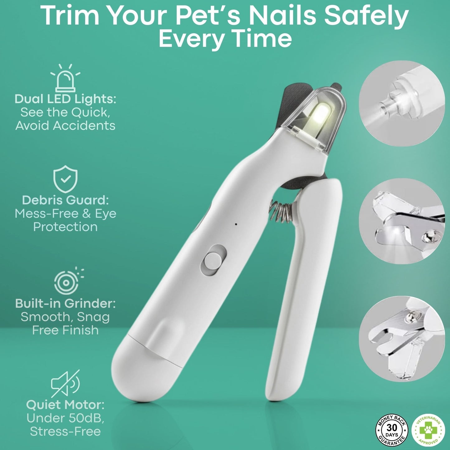 Safetrim | LED Pet Nail Clipper for Dogs & Cats, Safe Claw Grooming Tool