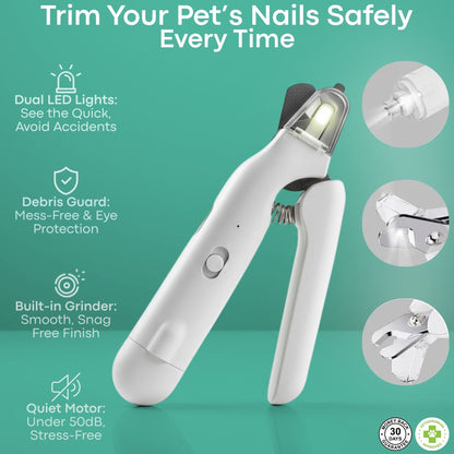 Safetrim | LED Pet Nail Clipper for Dogs & Cats, Safe Claw Grooming Tool